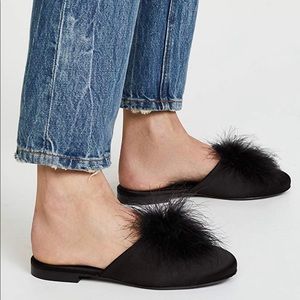 Jenni Kayne Satin Slippers with Puffs